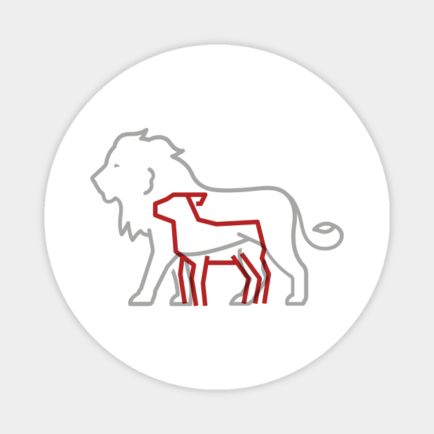 The Lion and the Lamb-Minimalist Magnet by TeeTrafik